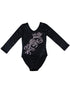 Girls Black Long Sleeve Glitter Rhinestone Competition Leotard 9M-8 - SophiasStyle.com